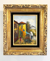 Old Masters Classic Abstract Oil with Velvet Fillet and Vintage frame