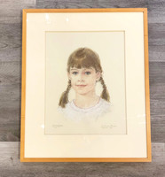 Pen and Ink Handcolored Portrait in Expressions Maple Frame